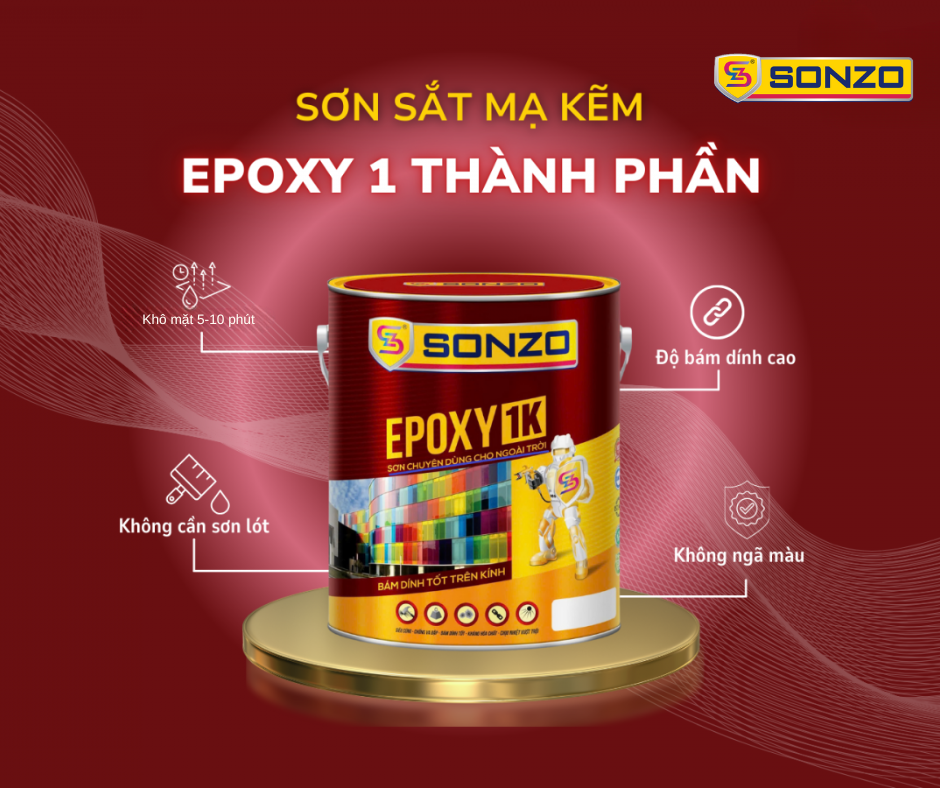 Sơn Sắt Mạ Kẽm SONZO- Sơn EPOXY 1K