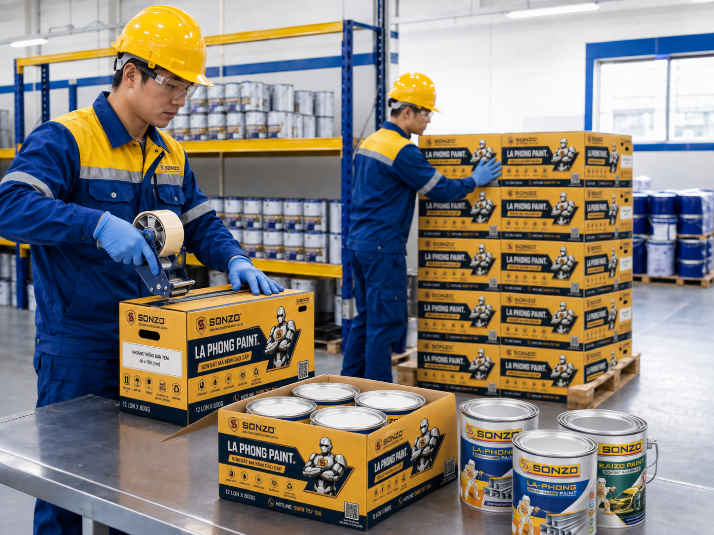 Quy trình đóng gói sơn an toàn trước khi vận chuyển