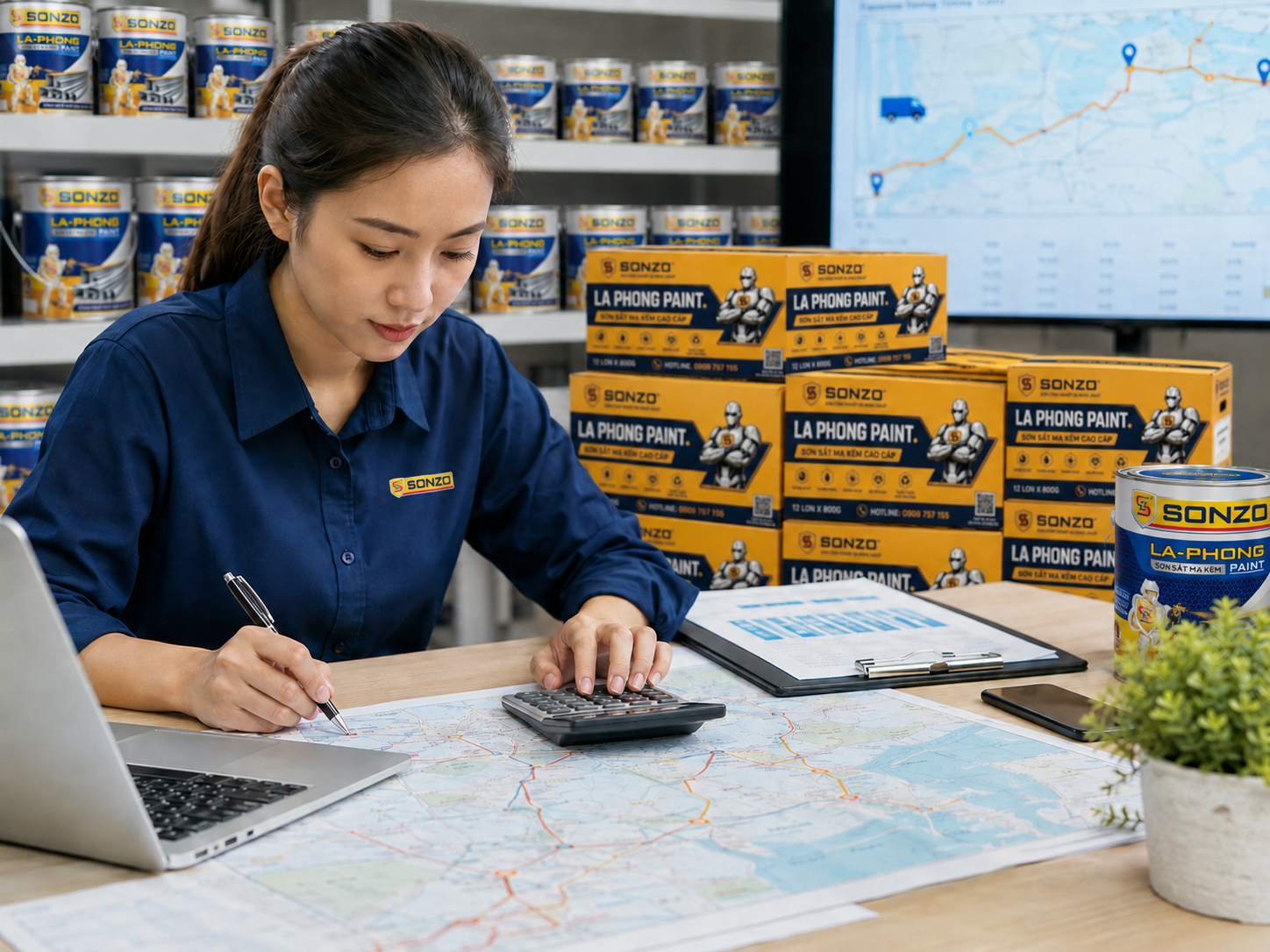 Nhân viên SONZO tính phí và lộ trình vận chuyển