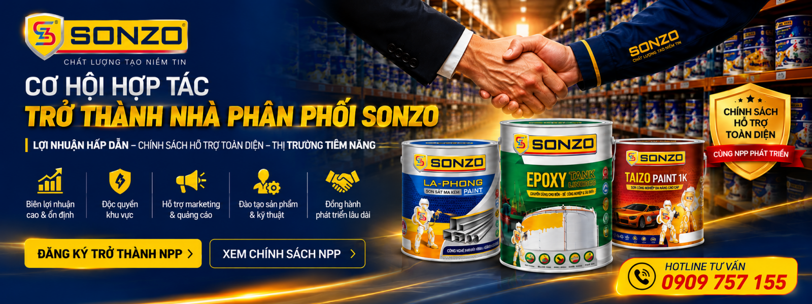 SONZO tuyển Nhà phân phối sơn sắt mạ kẽm